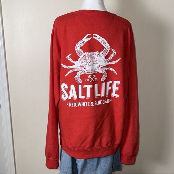 Salt Life XL Crew French Terry Cloth Interior Cotton Blend Pullover Sweatshirt - Picture 2 of 15